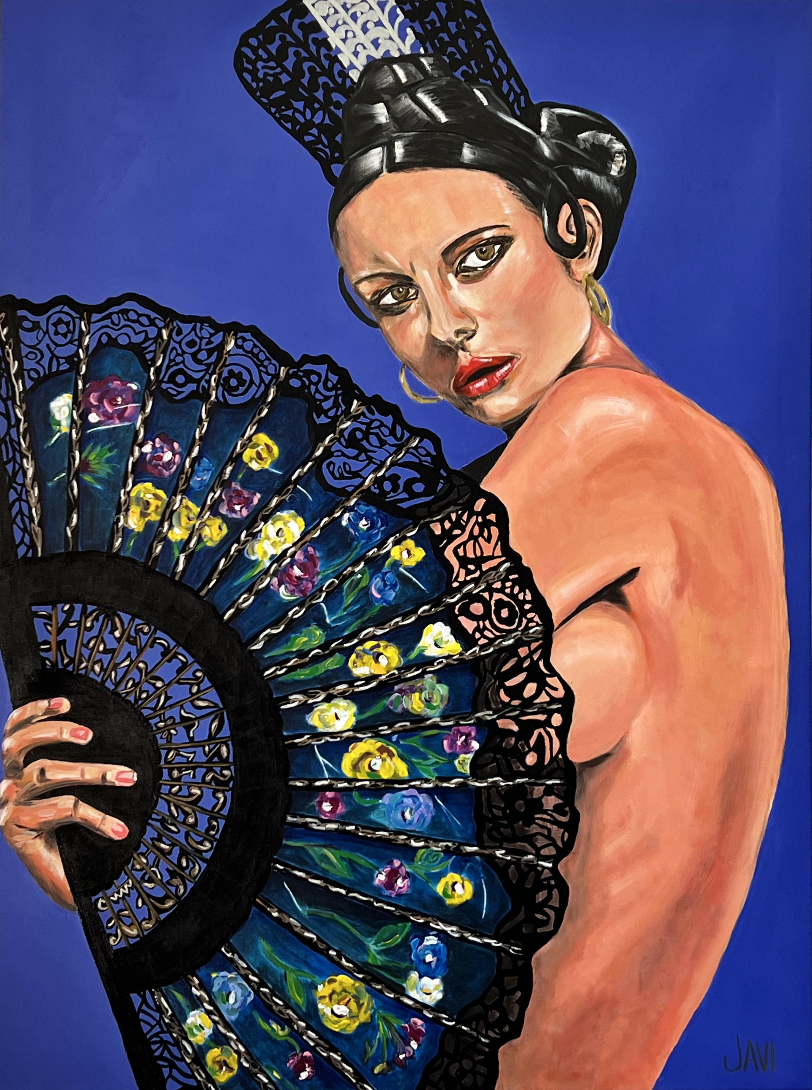Flamenco dancer, expressive Spanish cultural artwork by Javi Arts